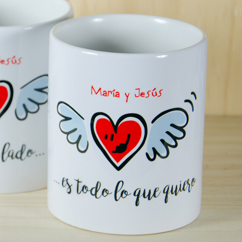 Regalos personalizados: Regalos con nombre: Pack de tazas personalizadas "Estar a tu lado"