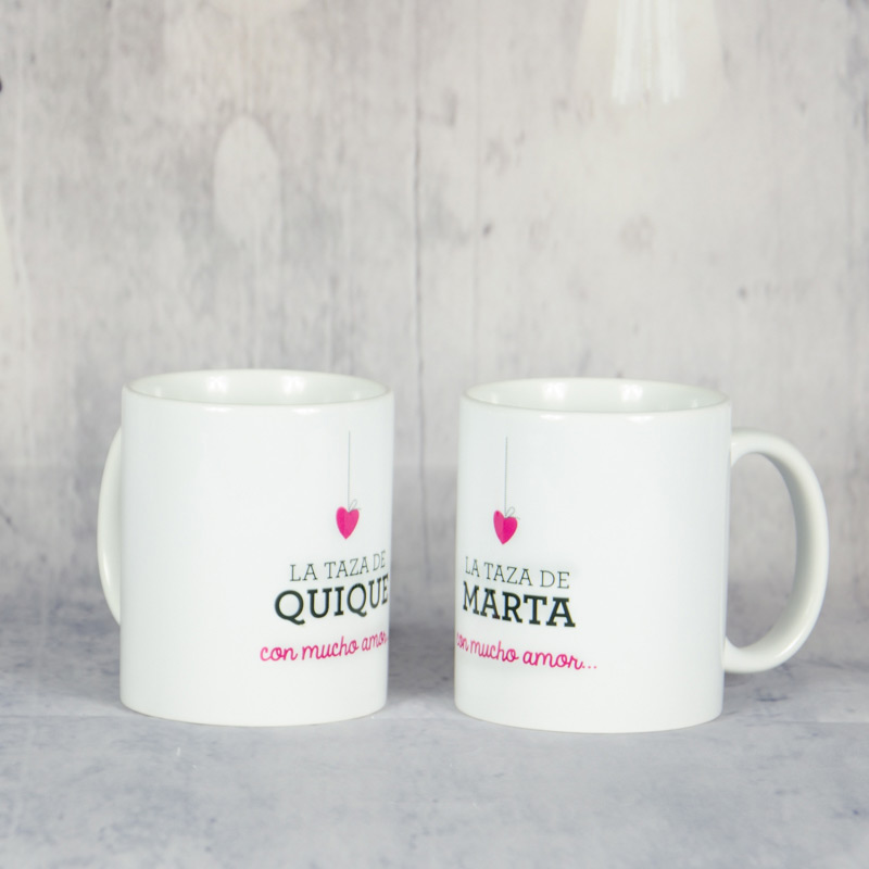 Regalos personalizados: Regalos con nombre: Pack de tazas San Valentín personalizadas