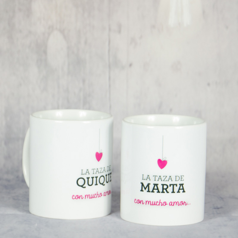 Regalos personalizados: Regalos con nombre: Pack de tazas San Valentín personalizadas