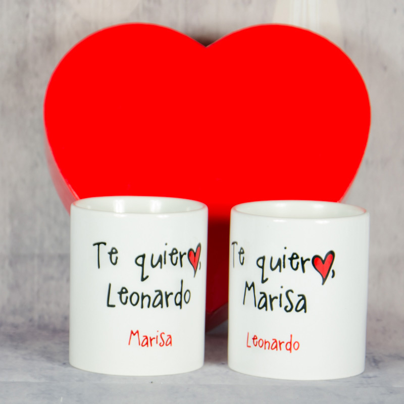 Regalos personalizados: Regalos con nombre: Pack de tazas Te quiero personalizadas