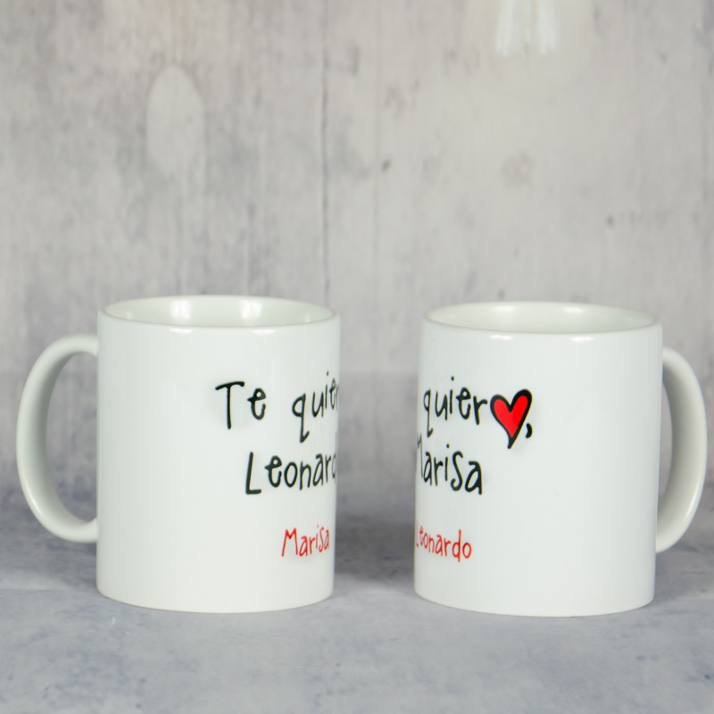 Regalos personalizados: Regalos con nombre: Pack de tazas Te quiero personalizadas