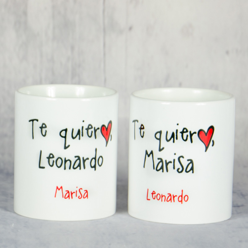 Regalos personalizados: Regalos con nombre: Pack de tazas Te quiero personalizadas