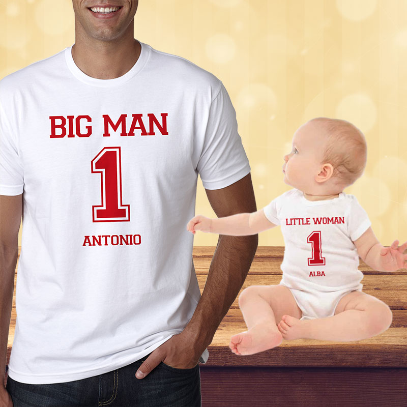 Regalos personalizados: Regalos con nombre: Pack padres personalizado Big Man and Little Man 