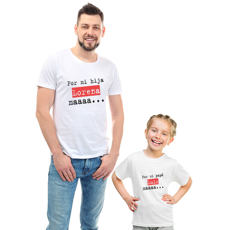 Regalos personalizados: Regalos con nombre: Pack personalizado camisetas 'Por mi hijo o hija maaaa'
