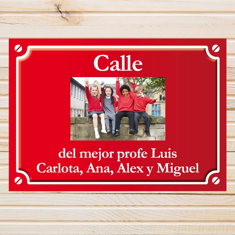 Regalos personalizados: Regalos con fotos: Placa de calle foto personalizada para profe