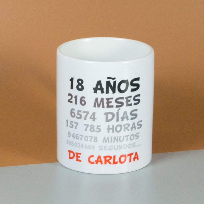 Regalos personalizados: Tazas personalizadas: Taza 18 cumpleaños personalizada