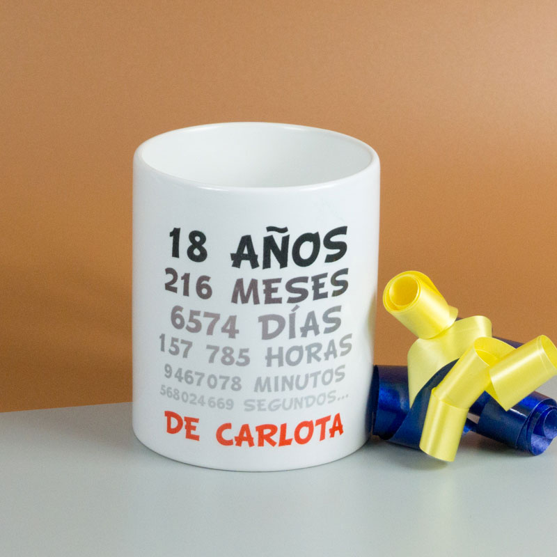 Regalos personalizados: Tazas personalizadas: Taza 18 cumpleaños personalizada