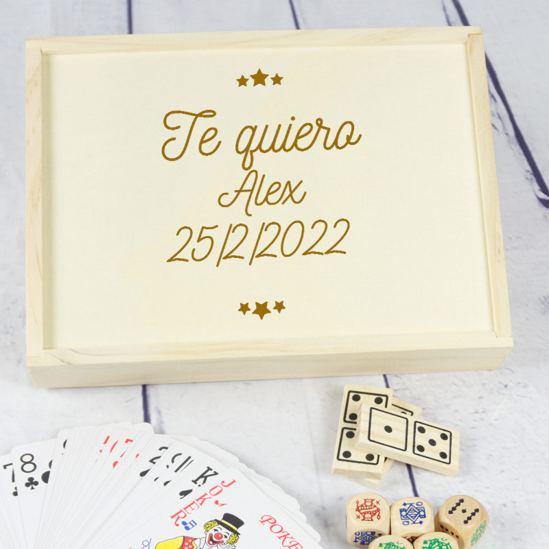 Regalos personalizados: Regalos con nombre: Estuche de juegos de mesa grabado