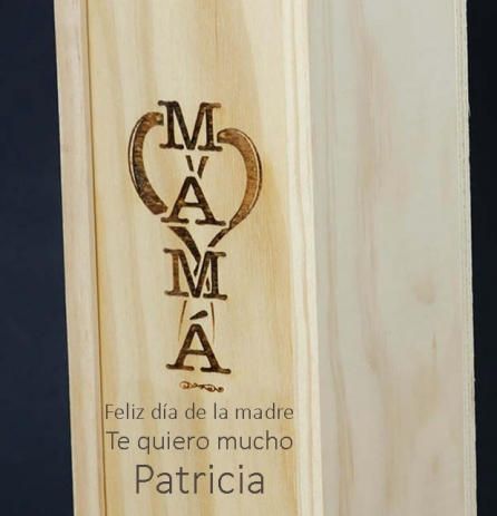 Regalos con nombre: Caja botella de vino MAMÁ Regalos con nombre: Caja botella de vino MAMÁ