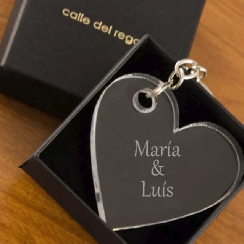 Joyas personalizadas: Llavero corazón de metacrilato grabado Joyas personalizadas: Llavero corazón de metacrilato grabado