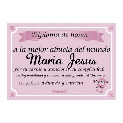 Diseño y decoración: Diploma a la mejor abuela del mundo Diseño y decoración: Diploma a la mejor abuela del mundo