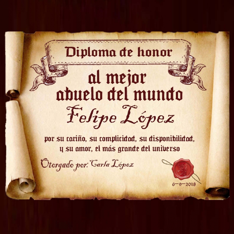 Diseño y decoración: Diploma pergamino al mejor abuelo Diseño y decoración: Diploma pergamino al mejor abuelo