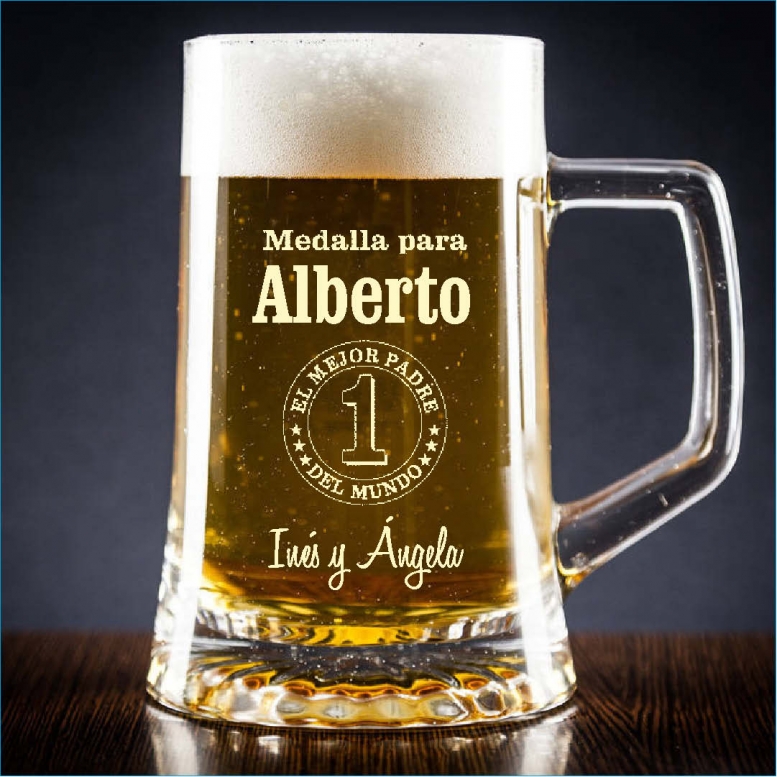 Regalos con nombre: Jarra de cerveza con medalla al mejor padre Regalos con nombre: Jarra de cerveza con medalla al mejor padre