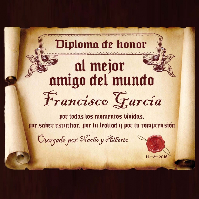 Diseño y decoración: Diploma pergamino al mejor amigo Diseño y decoración: Diploma pergamino al mejor amigo