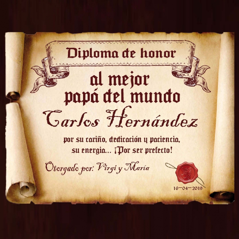 Diseño y decoración: Diploma pergamino al mejor padre Diseño y decoración: Diploma pergamino al mejor padre