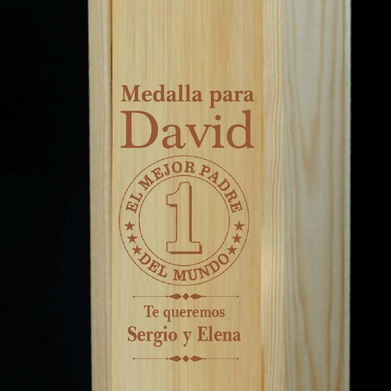 Regalos con nombre: Caja botella de vino para el mejor padre Regalos con nombre: Caja botella de vino para el mejor padre