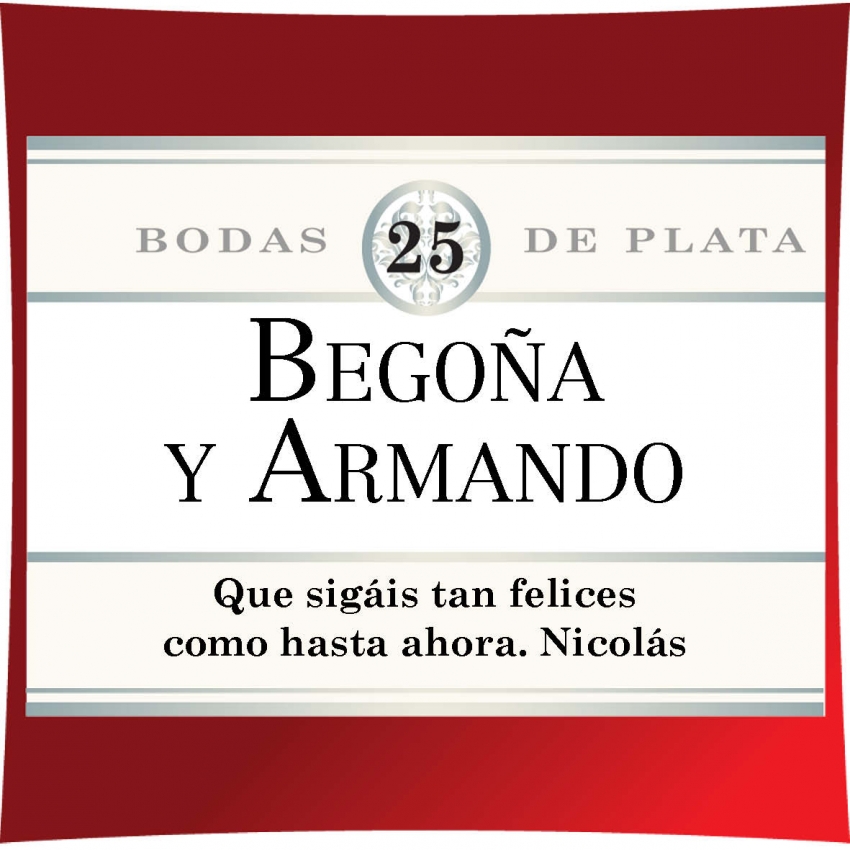 Vinos Personalizados: Botella de vino especial Bodas de Plata Vinos Personalizados: Botella de vino especial Bodas de Plata