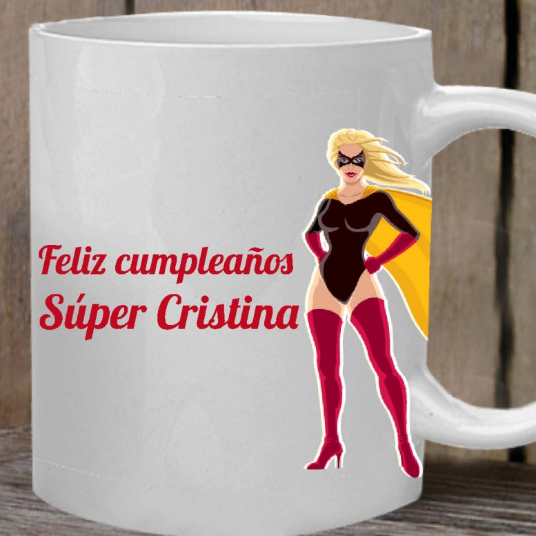 Regalos con nombre: Taza superheroína personalizada Regalos con nombre: Taza superheroína personalizada