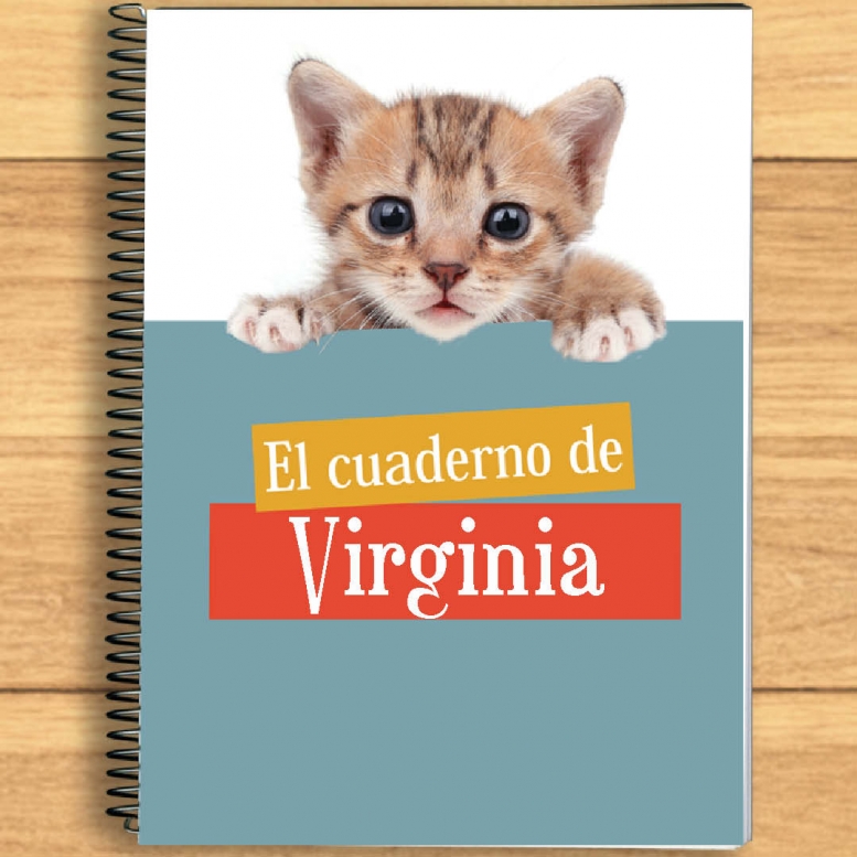 Regalos con nombre: Cuaderno gato asomado personalizado Regalos con nombre: Cuaderno gato asomado personalizado