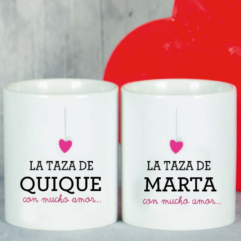 Regalos con nombre: Pack de tazas San Valentín personalizadas Regalos con nombre: Pack de tazas San Valentín personalizadas