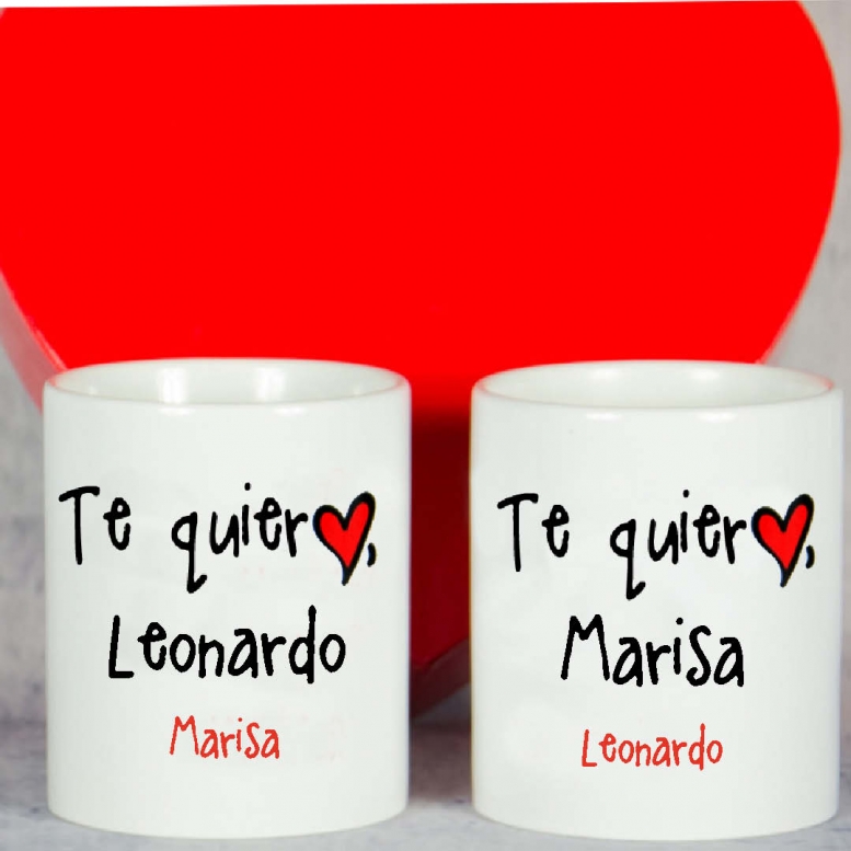 Regalos con nombre: Pack de tazas Te quiero personalizadas Regalos con nombre: Pack de tazas Te quiero personalizadas