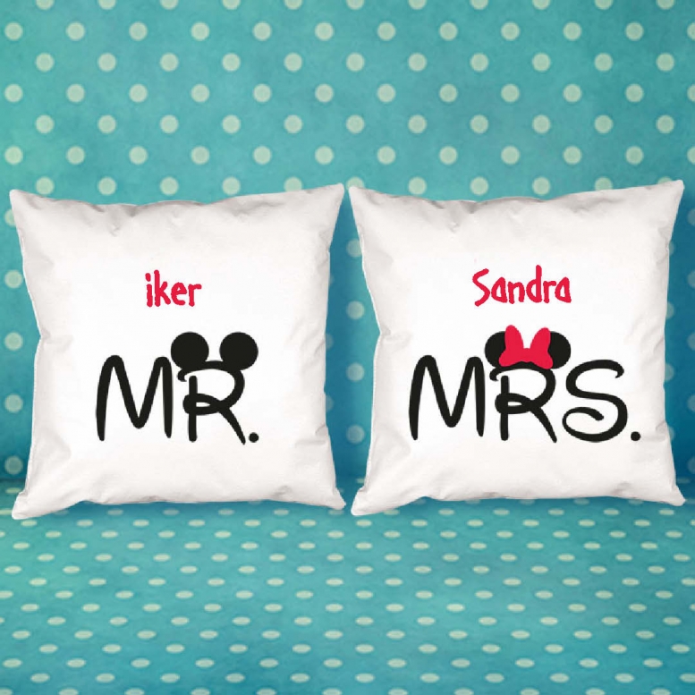 Diseño y decoración: Pack de cojines Mr y Mrs personalizados Diseño y decoración: Pack de cojines Mr y Mrs personalizados
