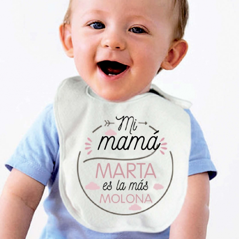 Regalos con nombre: Babero personalizado Molones Regalos con nombre: Babero personalizado Molones