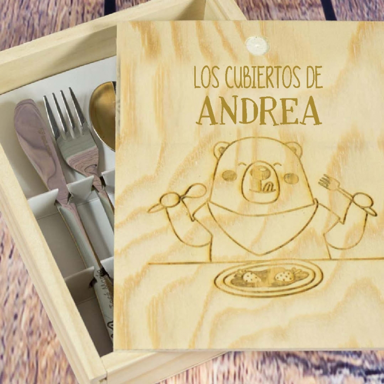 Regalos con nombre: Caja de madera personalizada osito Regalos con nombre: Caja de madera personalizada osito