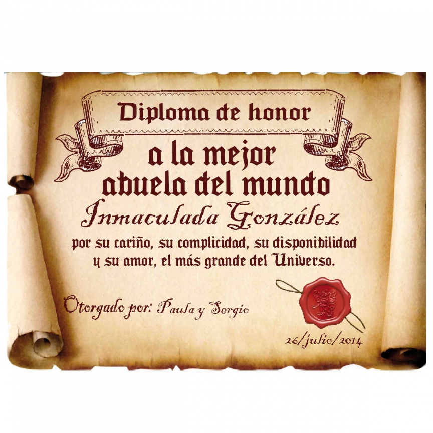 Diseño y decoración: Diploma pergamino a la mejor abuela Diseño y decoración: Diploma pergamino a la mejor abuela