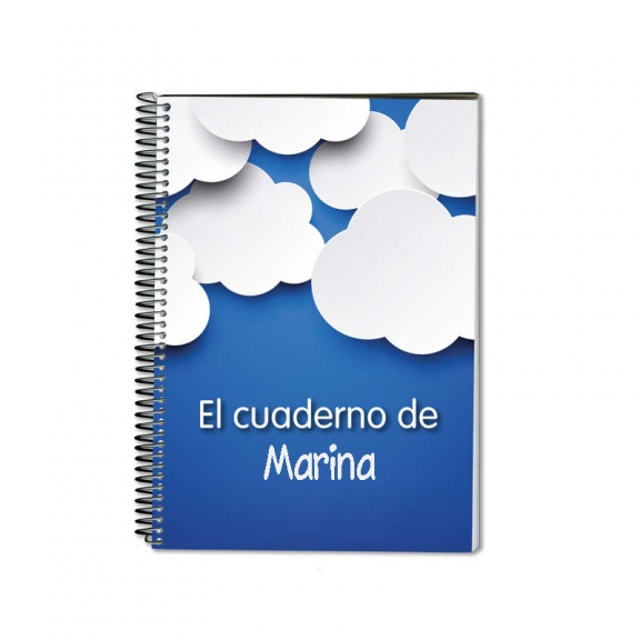 Regalos con nombre: Cuaderno Nubes personalizado Regalos con nombre: Cuaderno Nubes personalizado