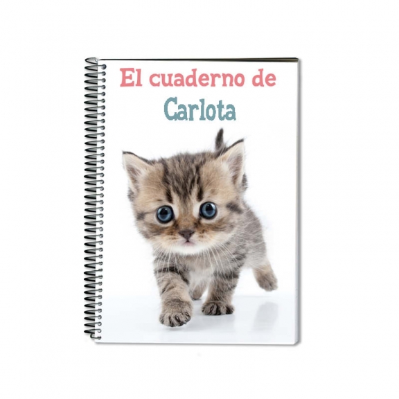 Regalos con nombre: Cuaderno gatito personalizado Regalos con nombre: Cuaderno gatito personalizado