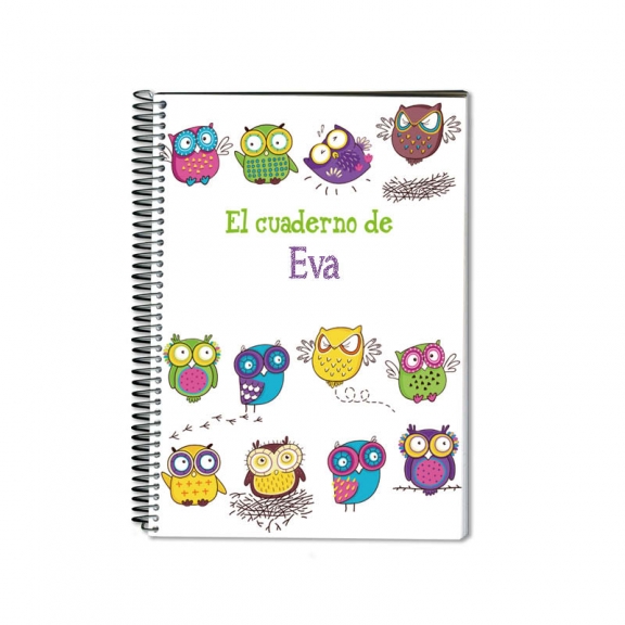 Regalos con nombre: Cuaderno búhos divertidos personalizado Regalos con nombre: Cuaderno búhos divertidos personalizado