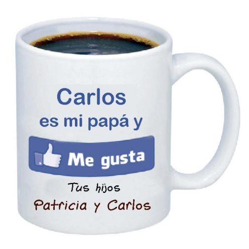 Regalos con nombre: Taza personalizada "Me gusta mi papá" Regalos con nombre: Taza personalizada "Me gusta mi papá"