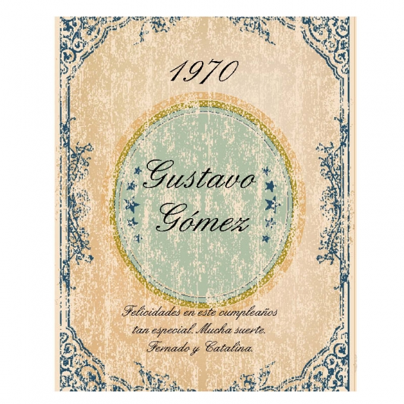 Vinos Personalizados: Botella de vino cumpleaños vintage Vinos Personalizados: Botella de vino cumpleaños vintage
