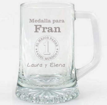 Regalos con nombre: Jarra de cerveza con medalla al mejor padre Regalos con nombre: Jarra de cerveza con medalla al mejor padre